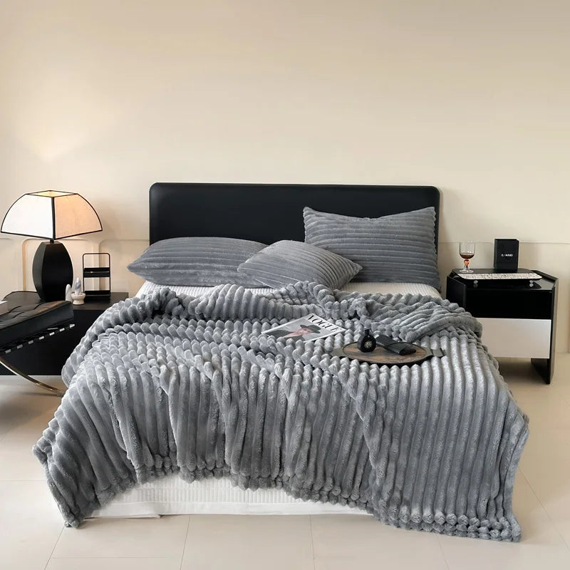 Plush Cozy Blanket in Modern Colors for Home and Office Comfort