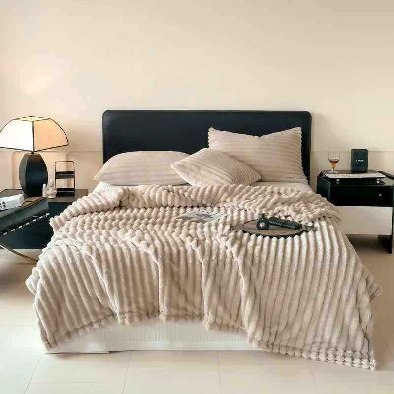 Plush Cozy Blanket in Modern Colors for Home and Office Comfort