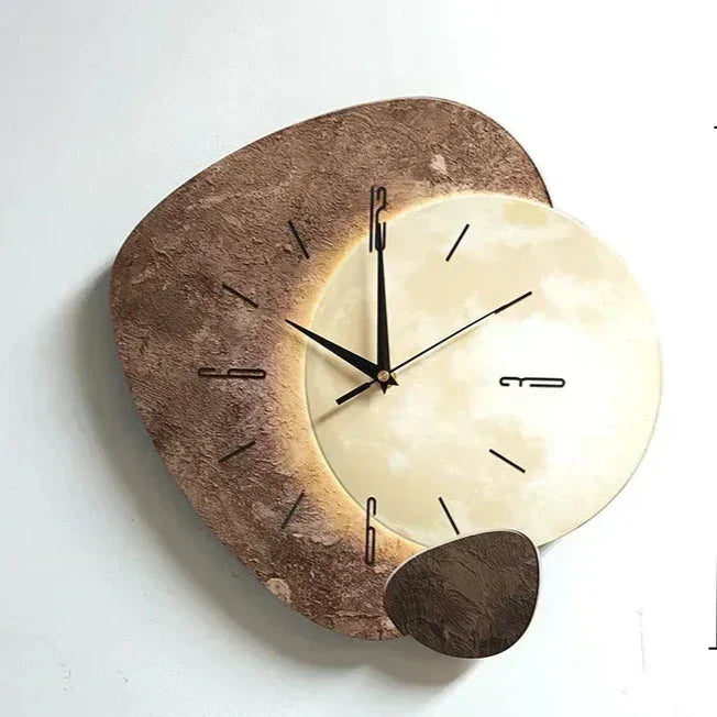 Wooden Wall Clock with USB Lamp for Home and Office Aesthetic Decor