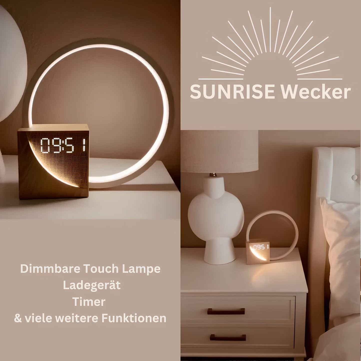 Sunrise Alarm Clock with Natural Light Simulation for Home and Office Use