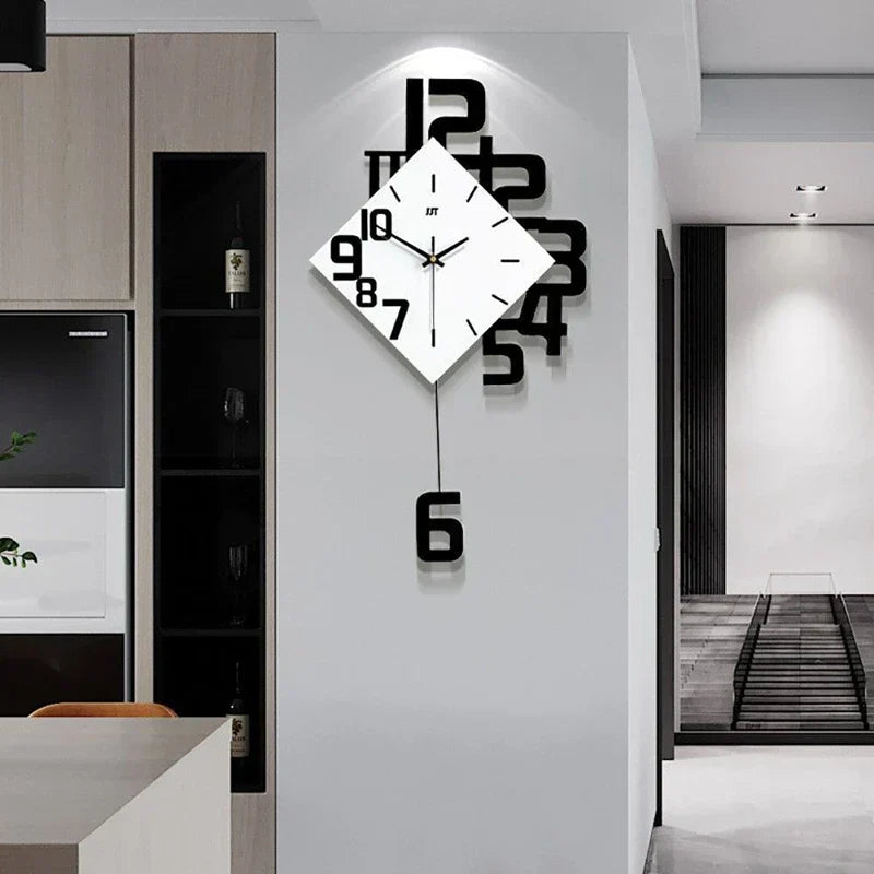 Retro Pendulum Wall Clock for Elegant Home Decor and Office Style