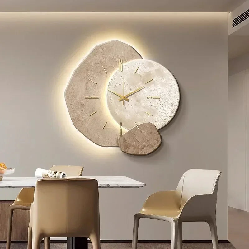 Wooden Wall Clock with USB Lamp for Home and Office Aesthetic Decor