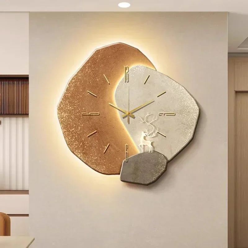 Wooden Wall Clock with USB Lamp for Home and Office Aesthetic Decor