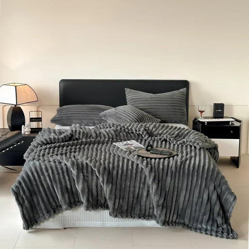 Plush Cozy Blanket in Modern Colors for Home and Office Comfort