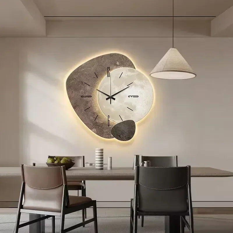 Wooden Wall Clock with USB Lamp for Home and Office Aesthetic Decor