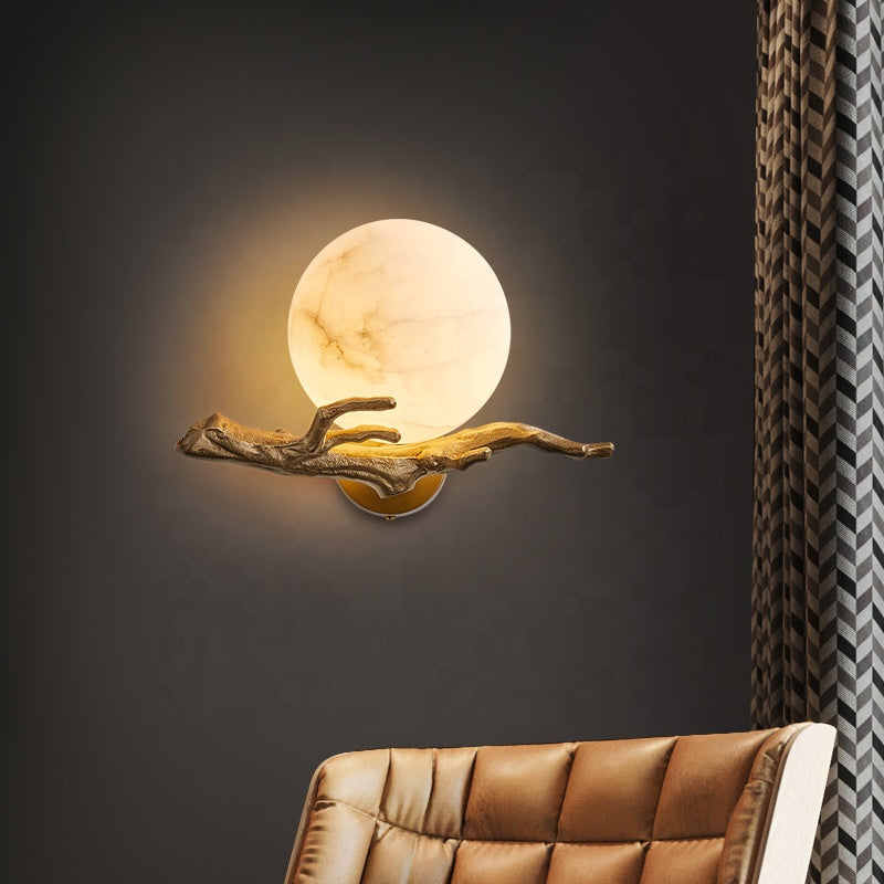 Copper and Marble Wall Light for Elegant Home and Office Decor