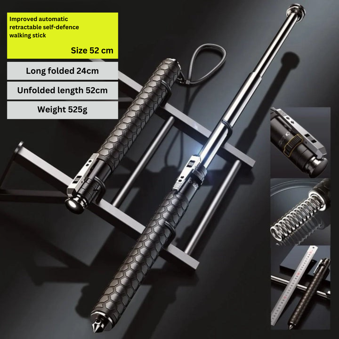 Self-Defense Walking Stick – Adjustable Hiking Cane with Safety Features 52 CM