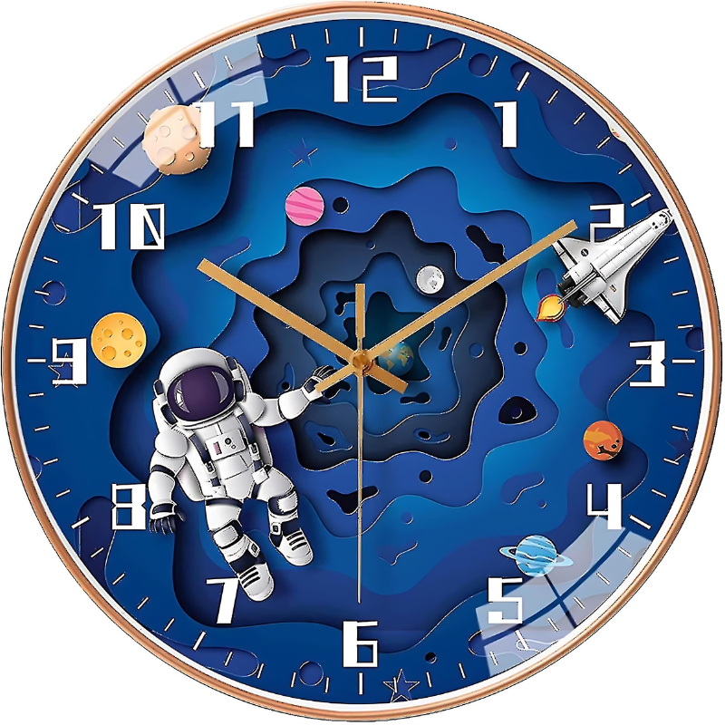 Astronaut Wall Clock for Kids - Space-Themed Decor for Bedroom or Playroom