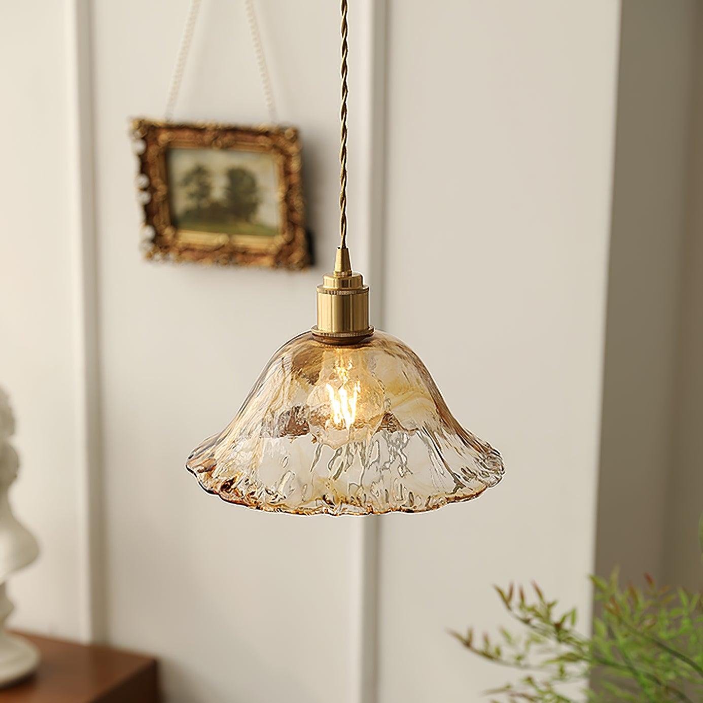 Brown Pendant Light for Home Decor | Softly Glimmering Glass Design