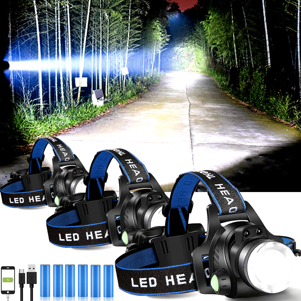 Best & Brightest Rechargeable Led Headlamp with 2 Rechargeable Battery