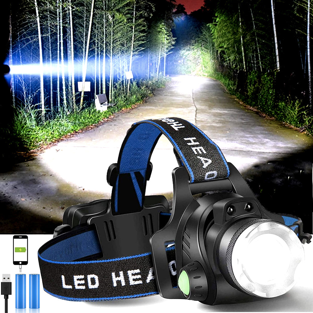 Best & Brightest Rechargeable Led Headlamp with 2 Rechargeable Battery