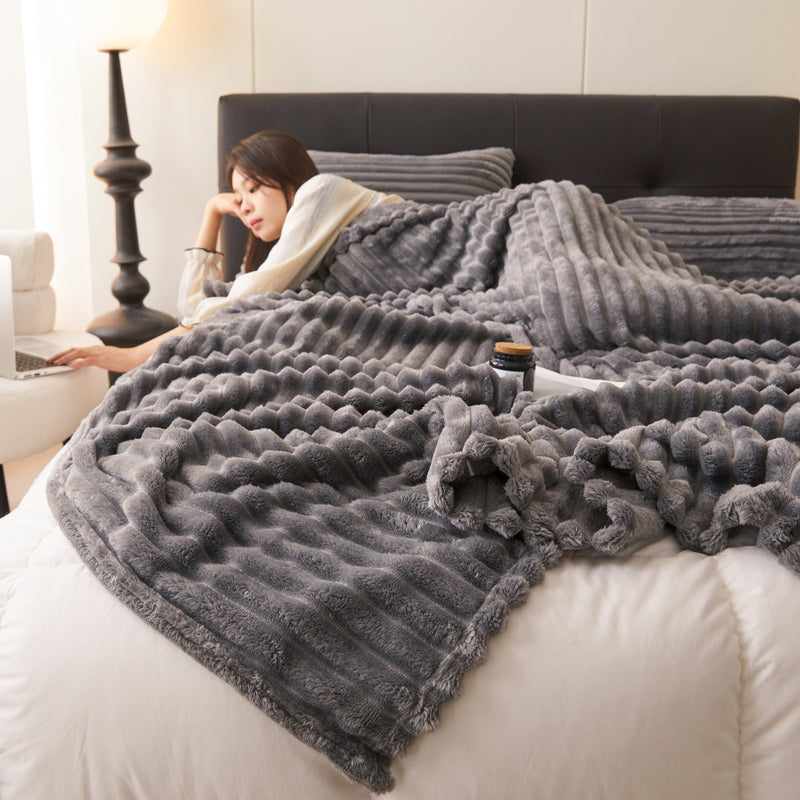 Cozy Fleece Blanket for Warmth on Cold Winter Days at Home or Office