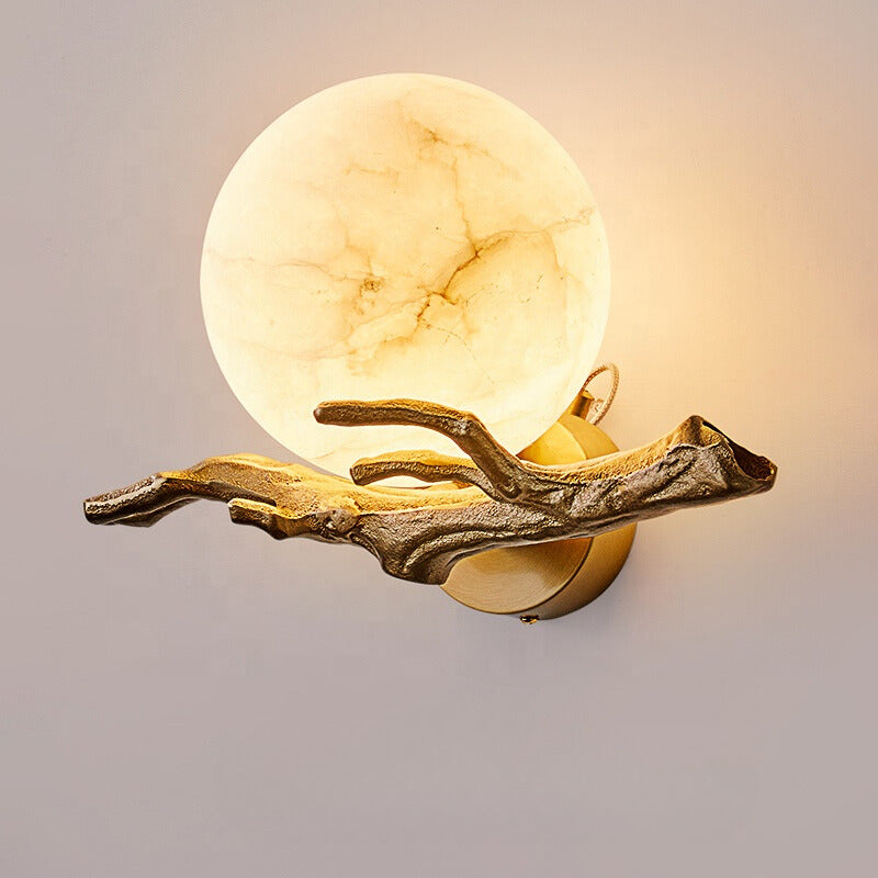 Copper and Marble Wall Light for Elegant Home and Office Decor