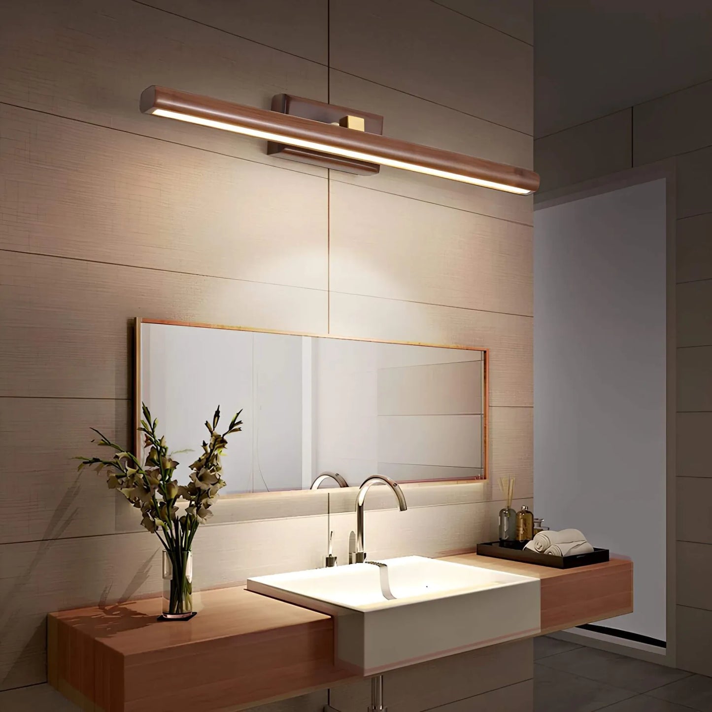 Wooden Wall Light Fixture - Elegant Home Decor for Living Room & Office