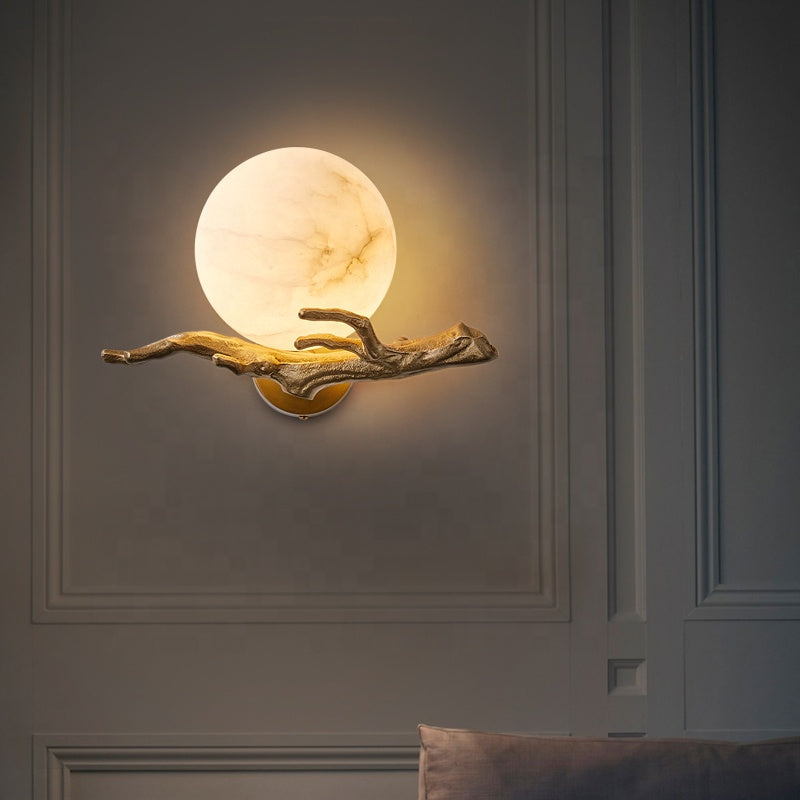 Copper and Marble Wall Light for Elegant Home and Office Decor