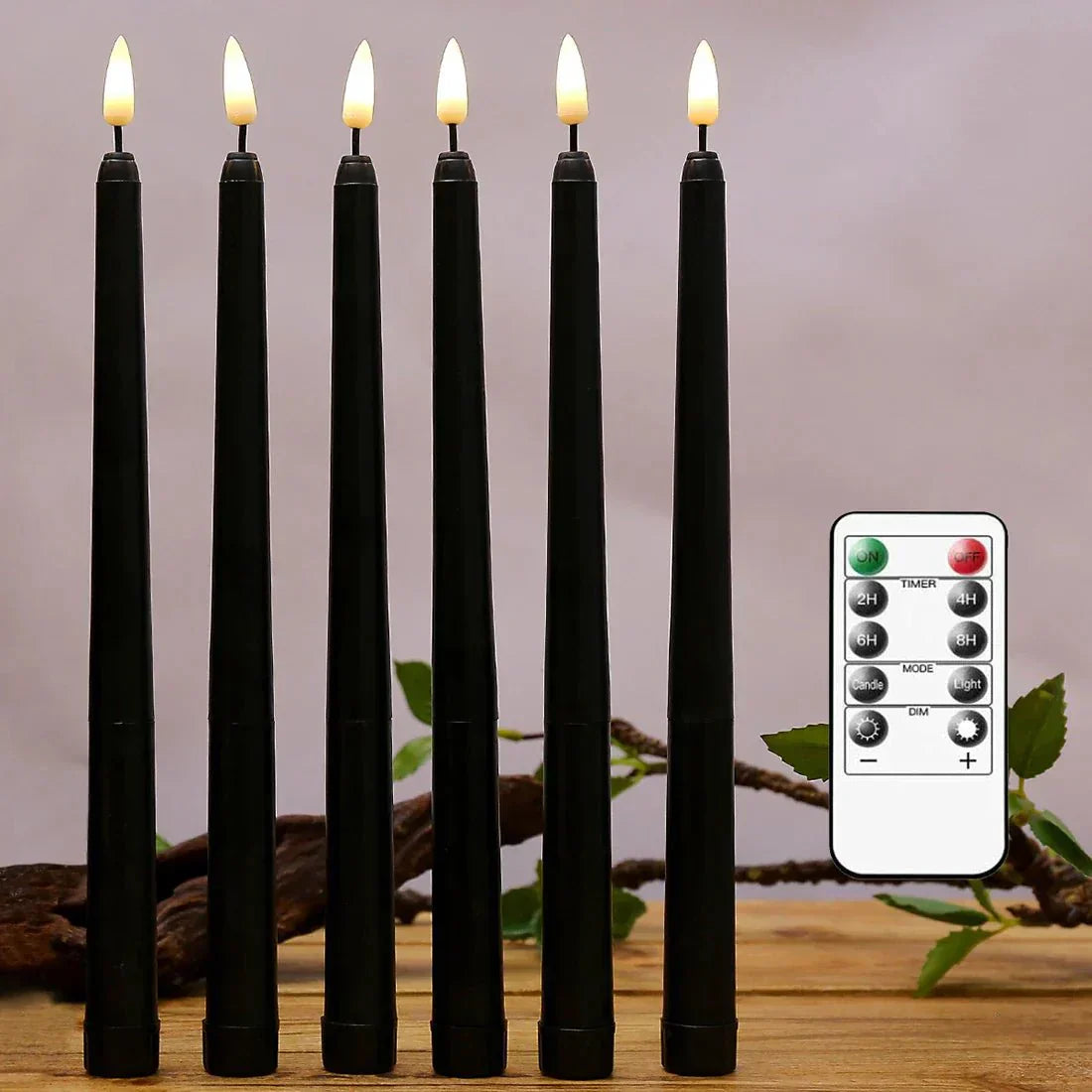 Black LED Candles with Remote for Halloween Home Decor and Parties
