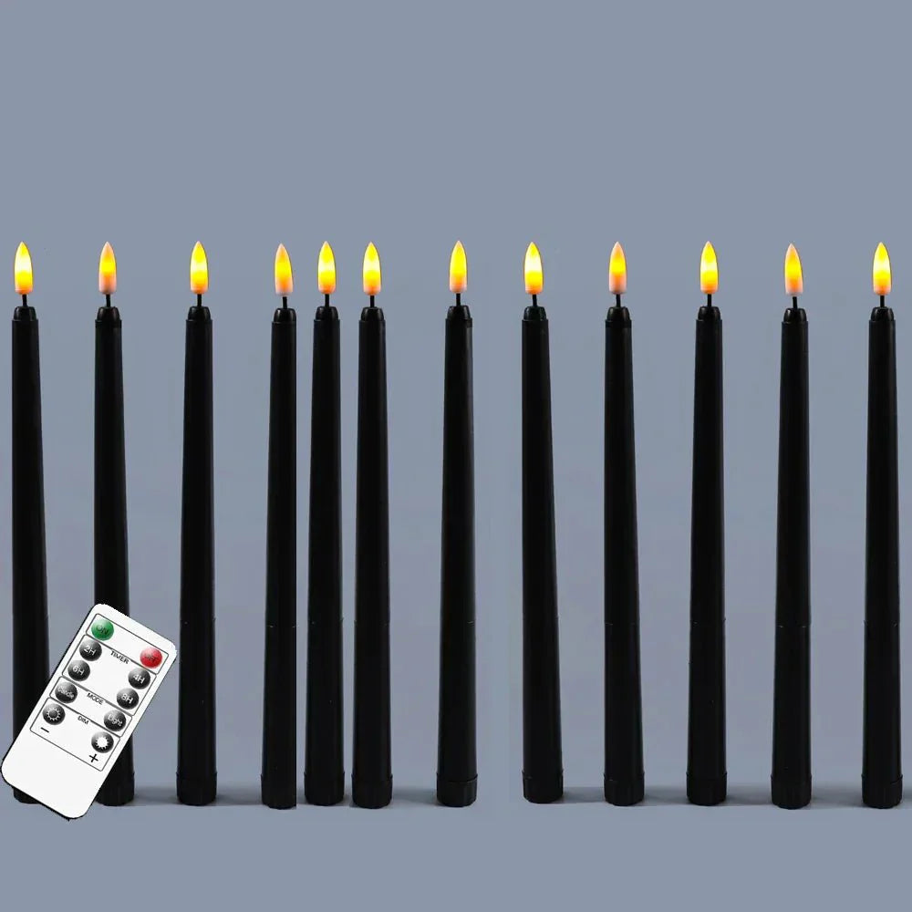 Black LED Candles with Remote for Halloween Home Decor and Parties