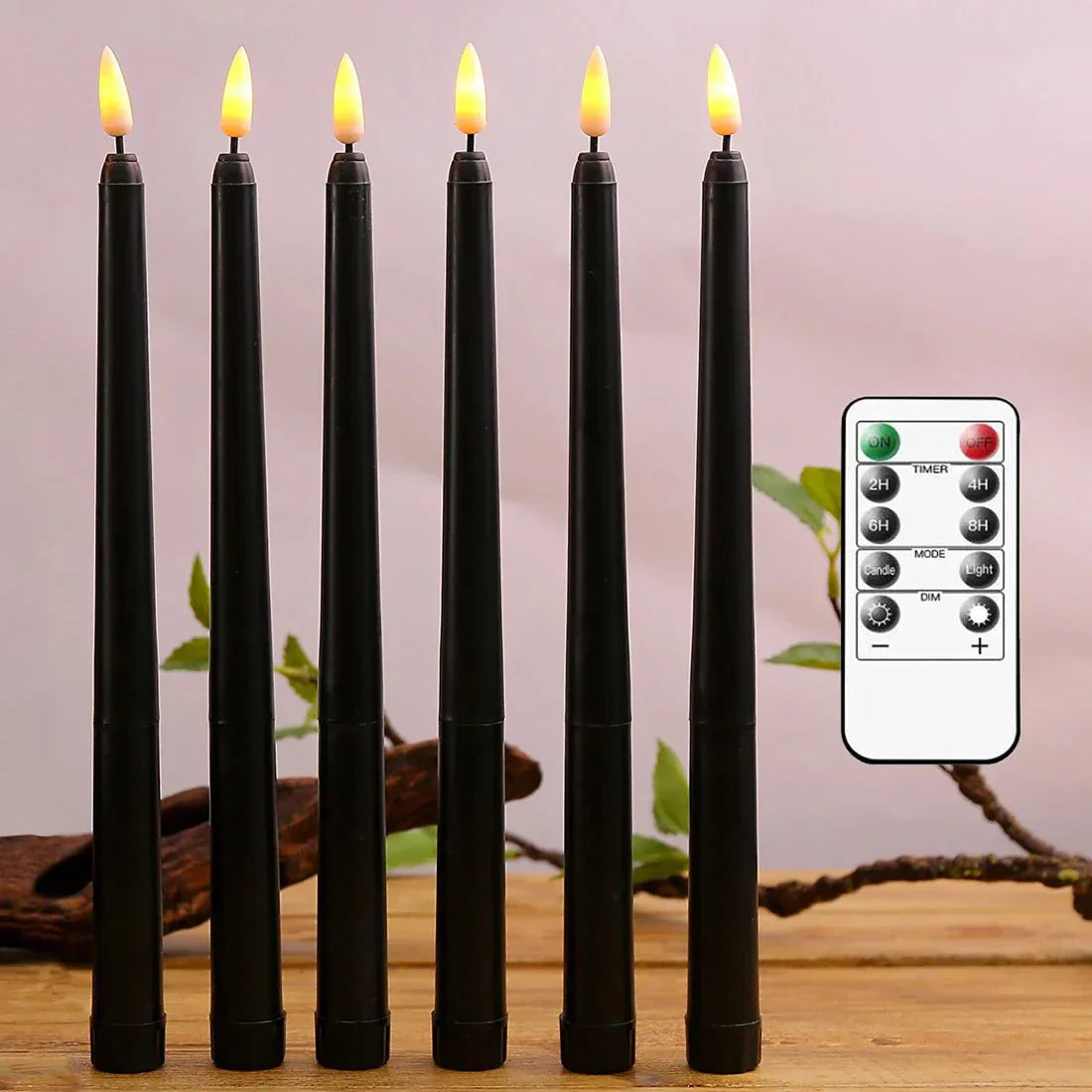 Black LED Candles with Remote for Halloween Home Decor and Parties