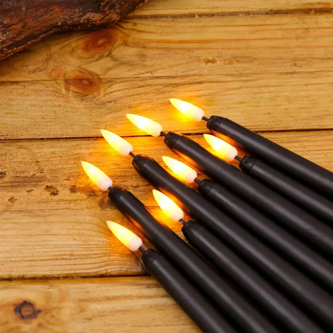 Black LED Candles with Remote for Halloween Home Decor and Parties