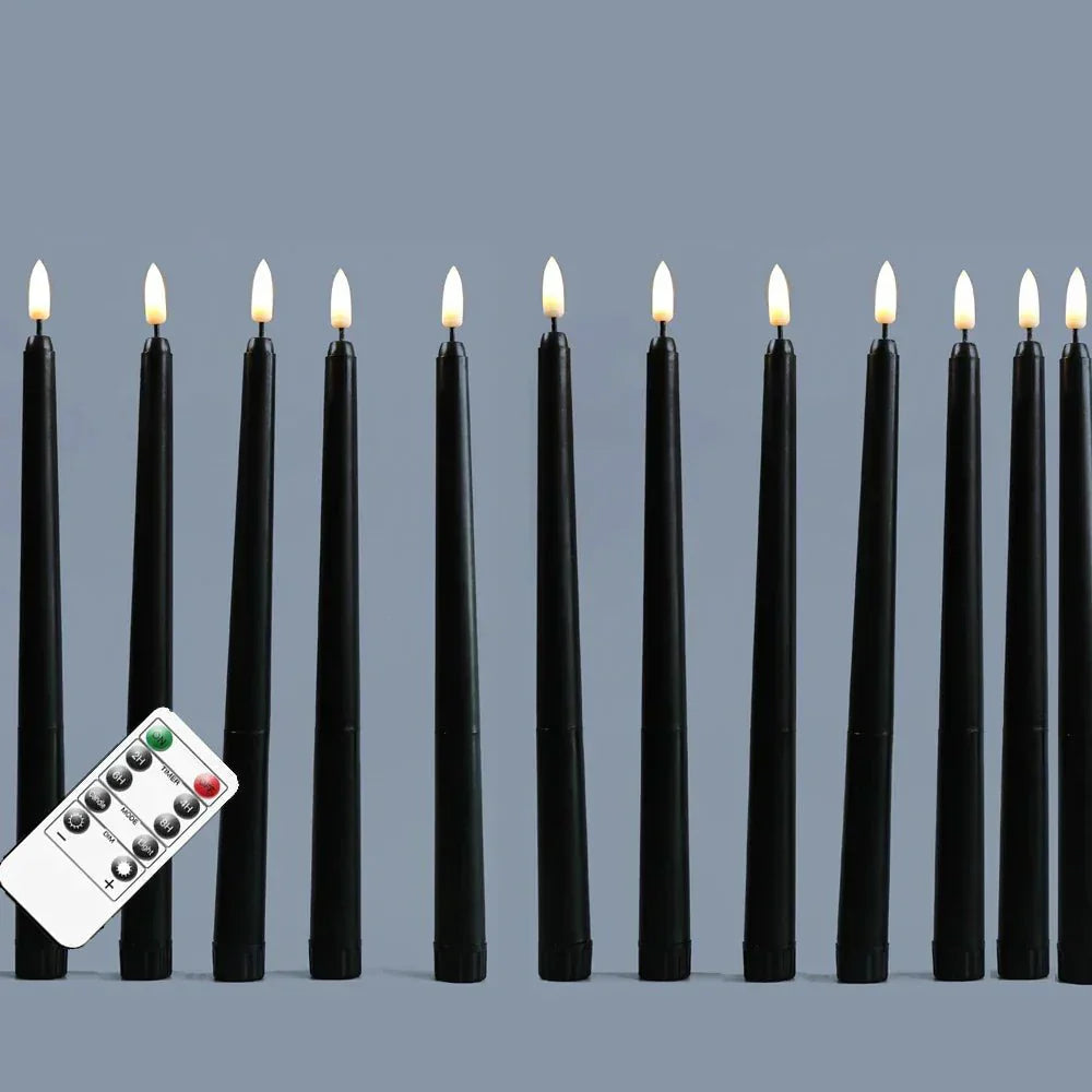 Black LED Candles with Remote for Halloween Home Decor and Parties