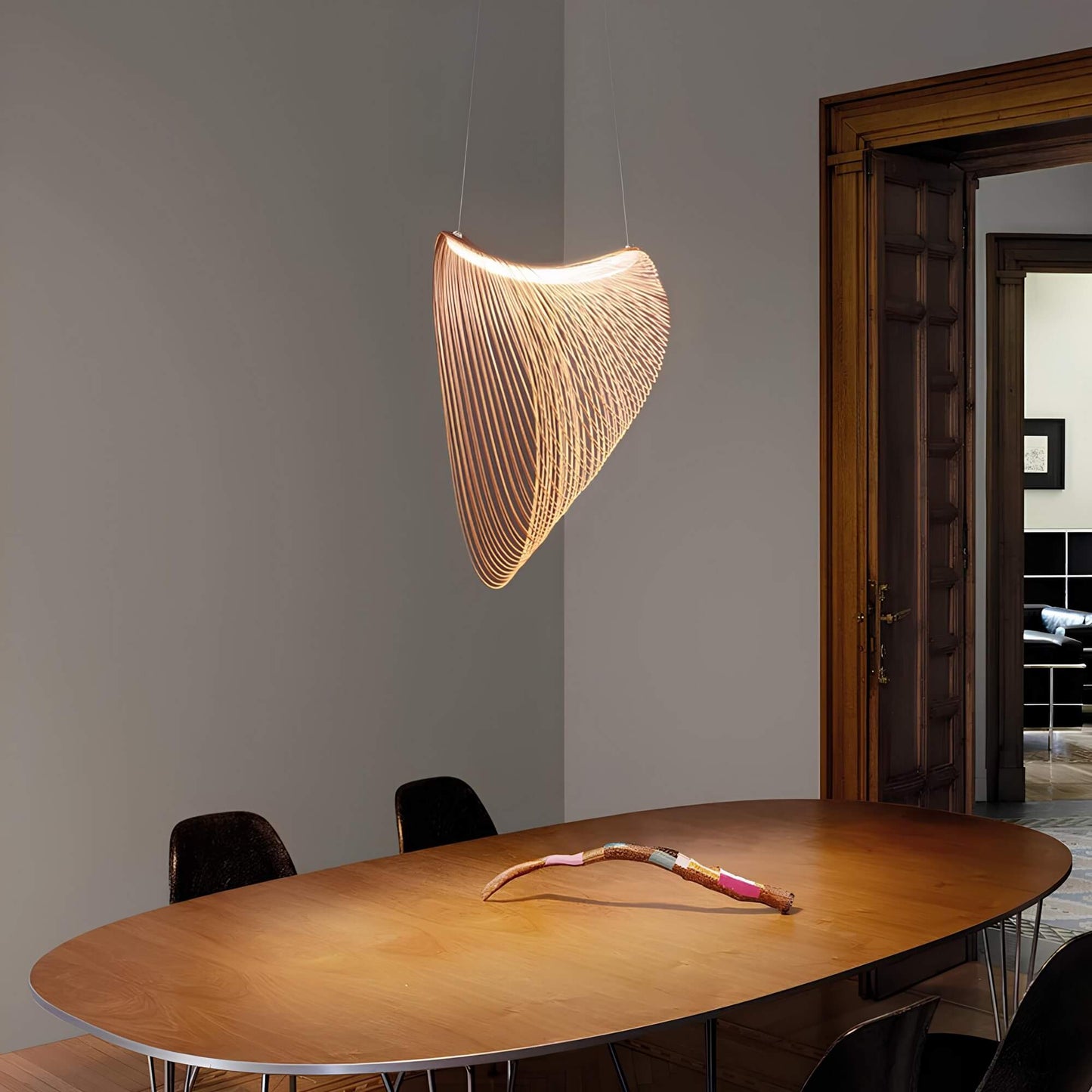 Scandinavian Metal Pendant Light | Elegant Wood Design for Home & Office