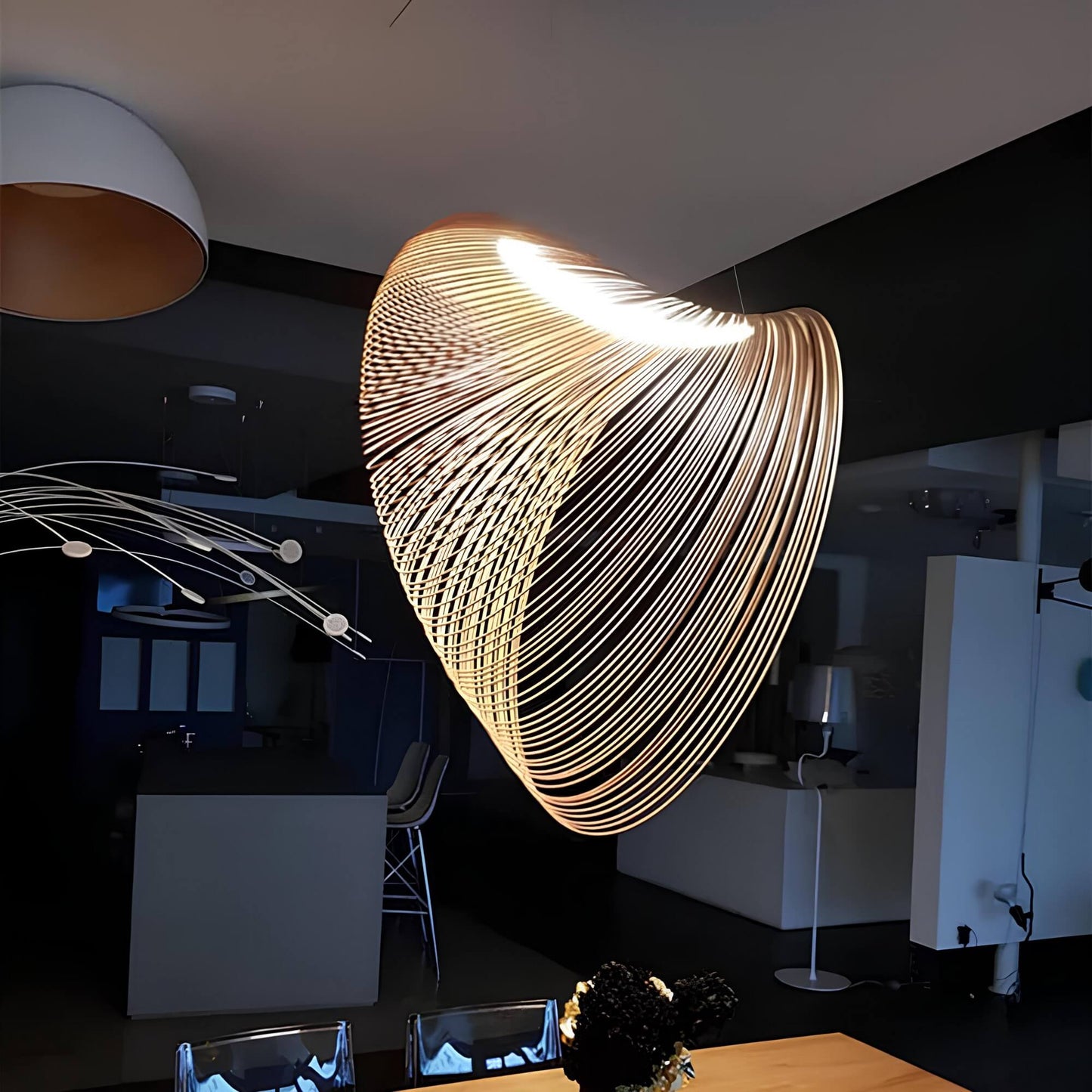 Scandinavian Metal Pendant Light | Elegant Wood Design for Home & Office