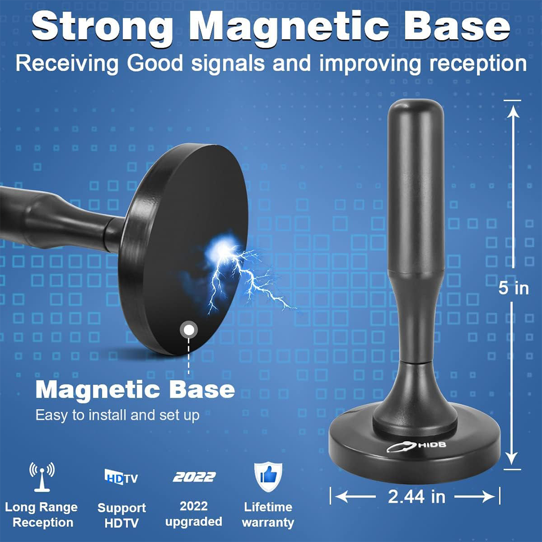 4K HDTV Antenna – Magnetic Digital TV Antenna for Indoor HD Reception