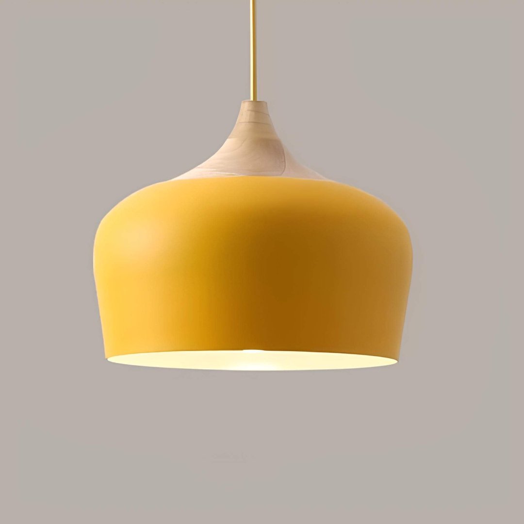 Elegant Metal and Wood Pendant Light in Pastel Colours for Home Decor