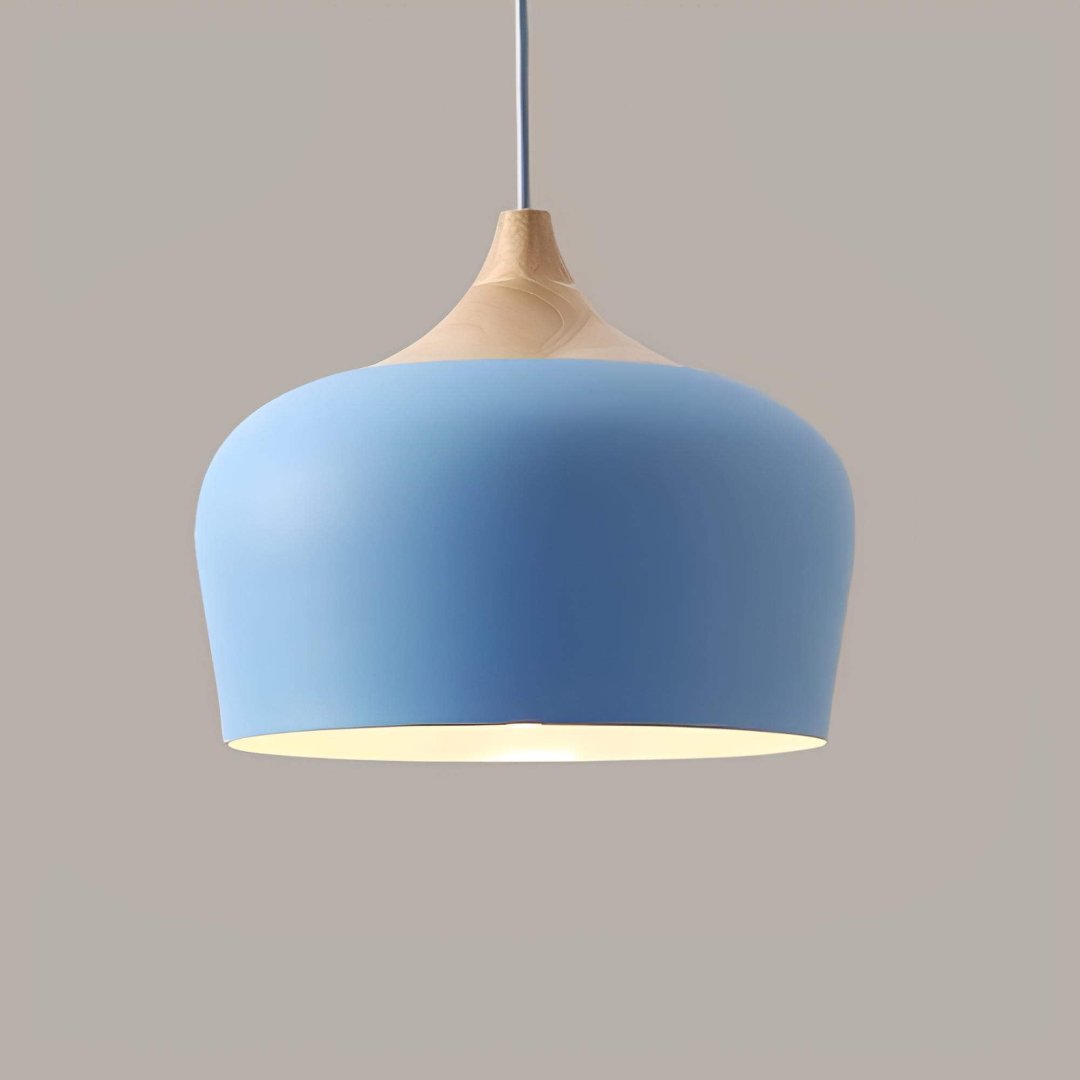 Elegant Metal and Wood Pendant Light in Pastel Colours for Home Decor