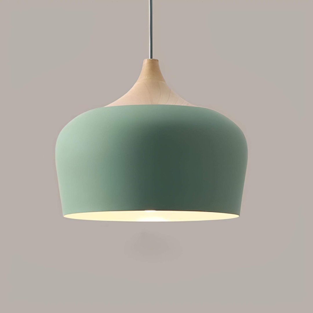 Elegant Metal and Wood Pendant Light in Pastel Colours for Home Decor