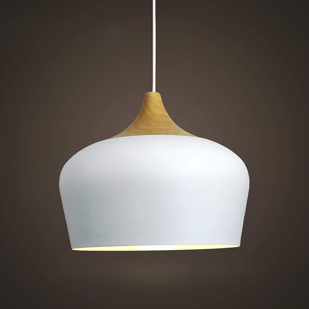 Elegant Metal and Wood Pendant Light in Pastel Colours for Home Decor