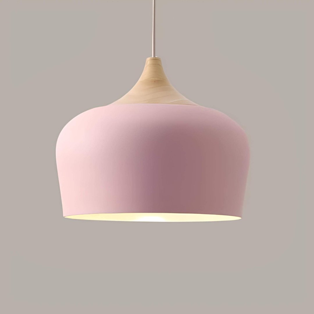 Elegant Metal and Wood Pendant Light in Pastel Colours for Home Decor