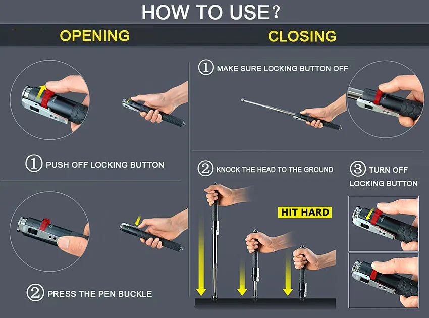 PrimFlora Pro Self-Defense Hiking Stick - Adjustable