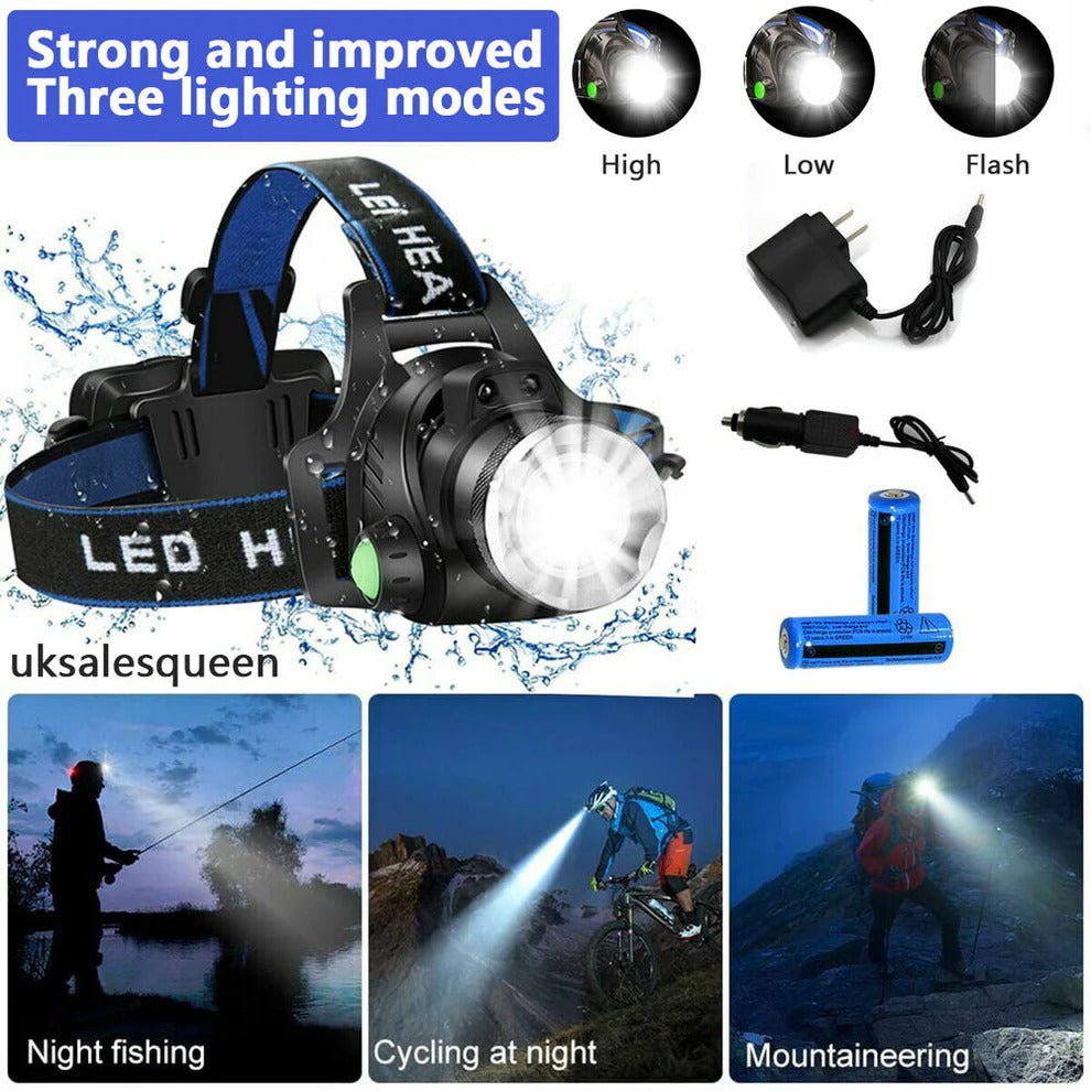 Rechargeable LED Headlamp 990000 Lumens