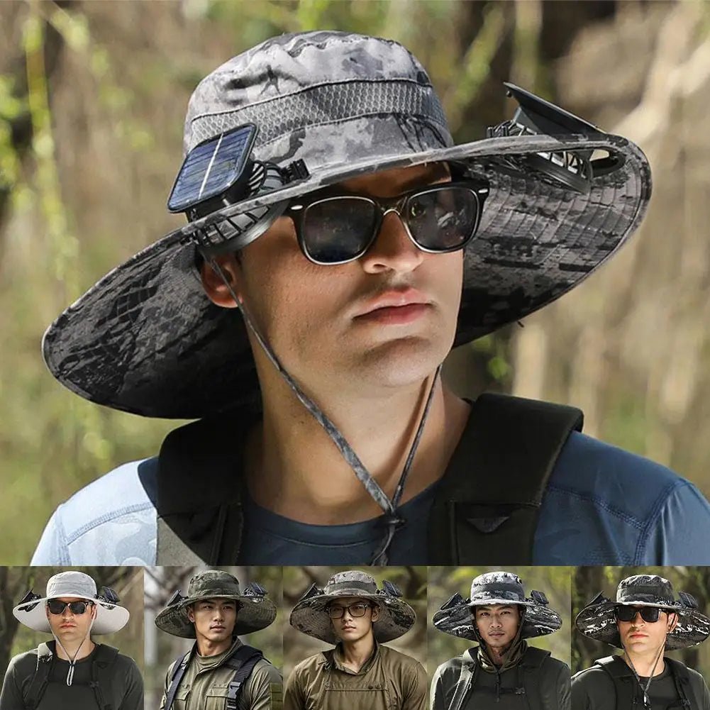 2025 New Solar Fan Outdoor Fishing Hat-Solar Sun Protection Sun Hat with Fan Solar