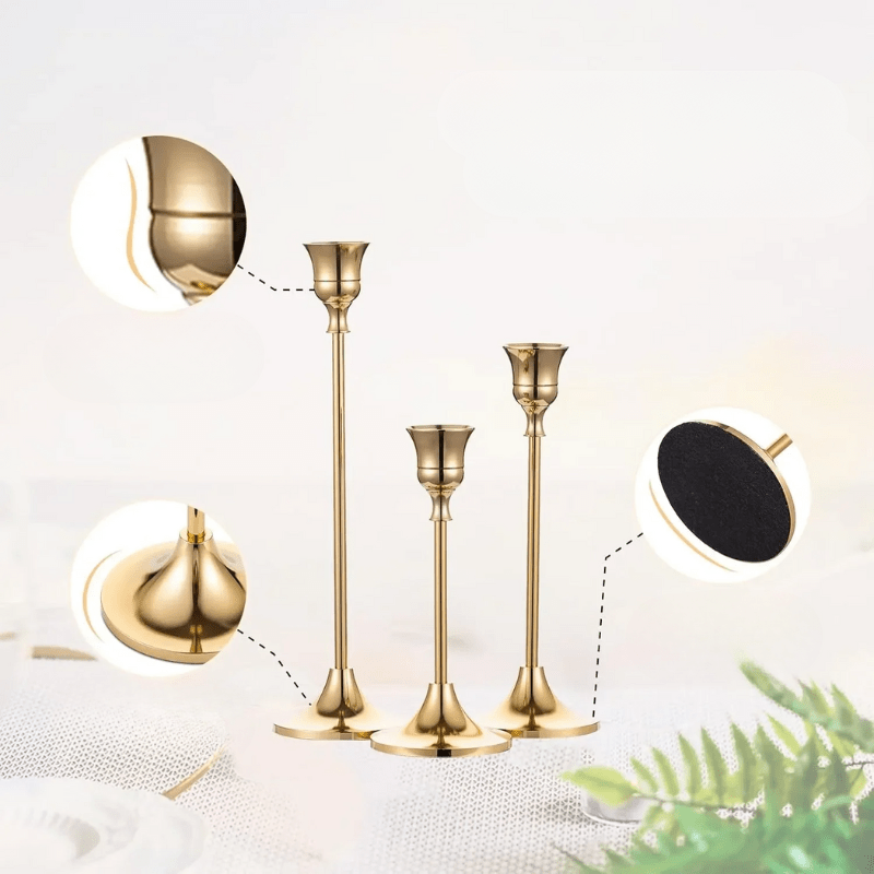 Golden Candle Holders for Romantic Home Decor and Elegant Events