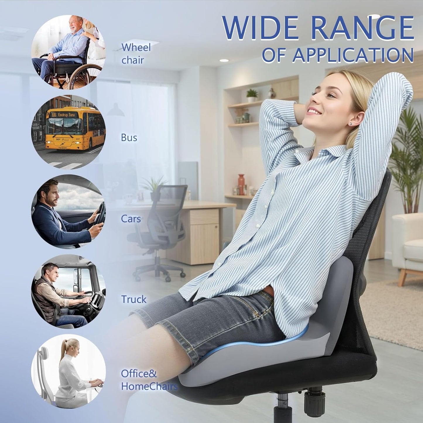 Truck car Seat Cushion Memory Foam with Lumbar Support