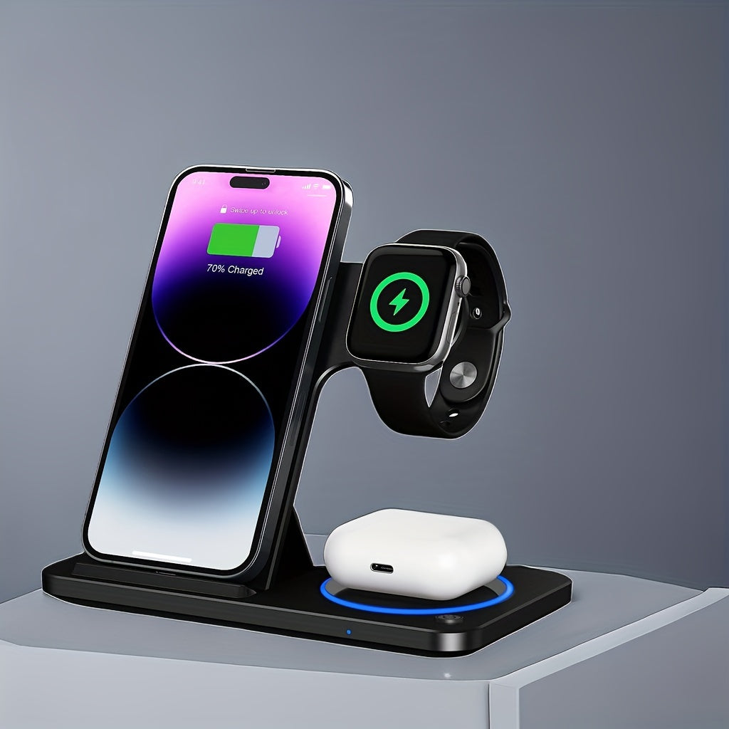 Wireless Charger Station – 3 in 1 Fast Charging Dock for iPhone, AirPods, Apple Watch