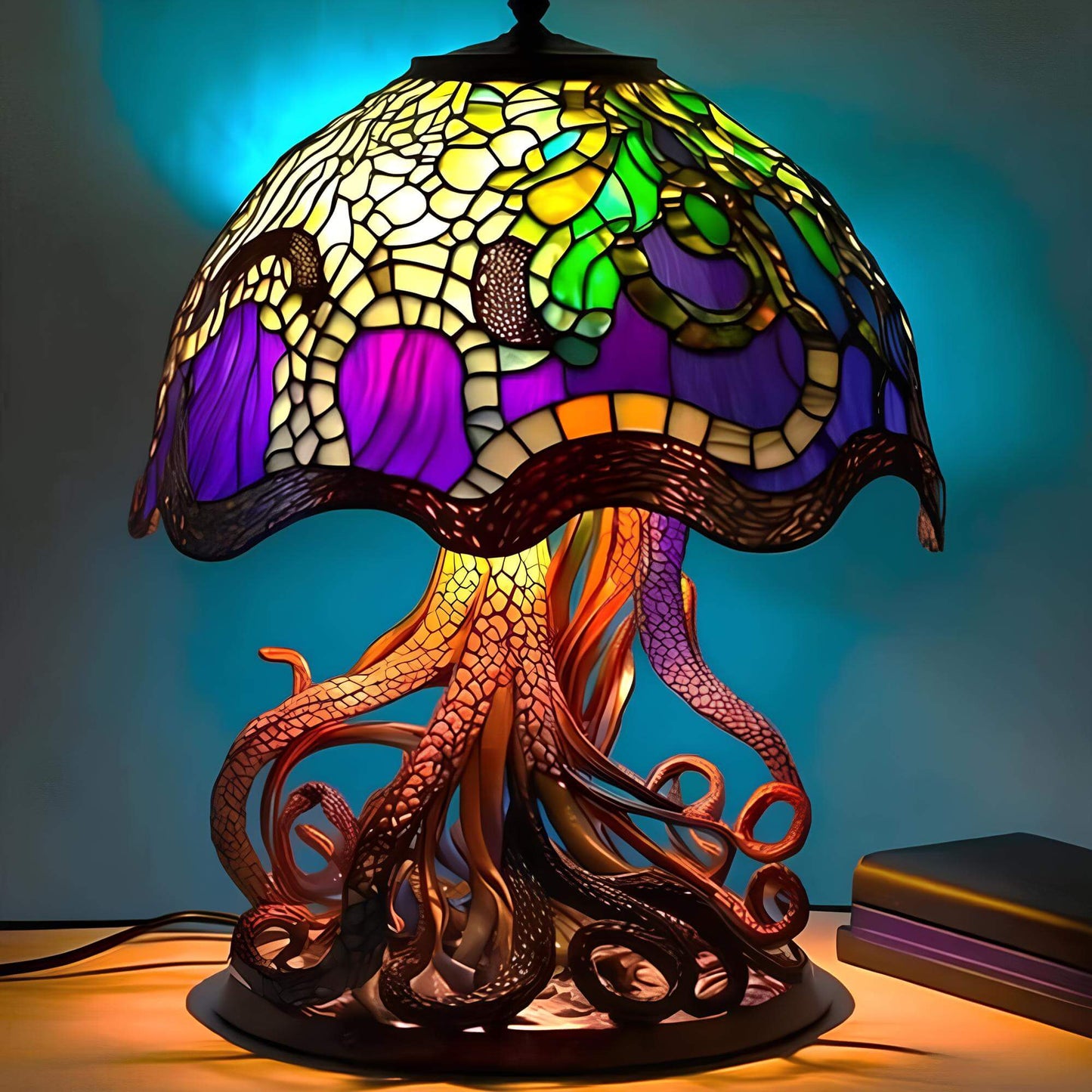 Stained Glass Table Lamp for Home Decor - Elegant Fantasy Design