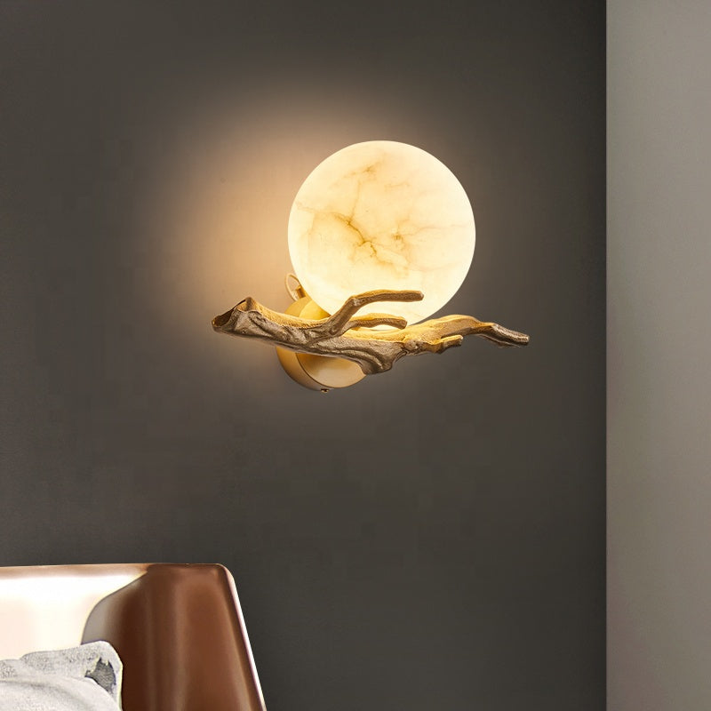 Copper and Marble Wall Light for Elegant Home and Office Decor