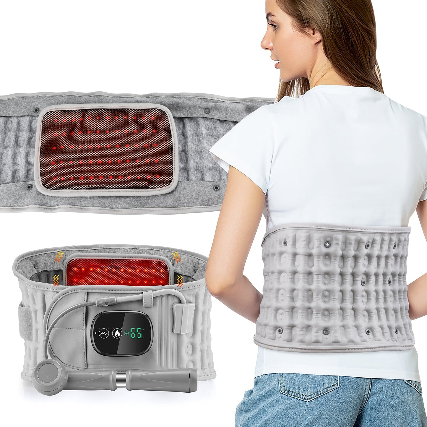 Inflatable Back Support Belt LED Light Therapy Device