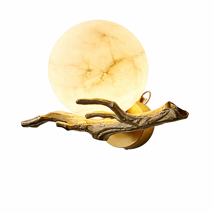 Marble Globe Wall Light with Copper Accent