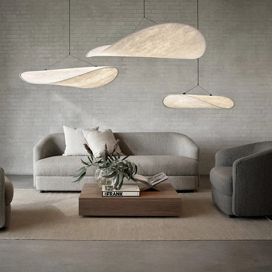 Modern LED Pendant Light in Metal and Synthetic Silk for Home and Office