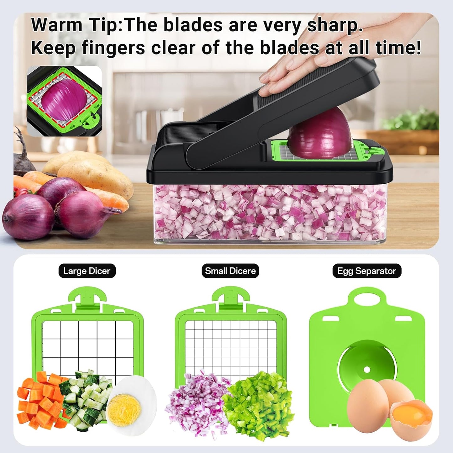 12-in-1 Vegetable Chopper Kitchen Gadget with 7 Blades and Mandoline