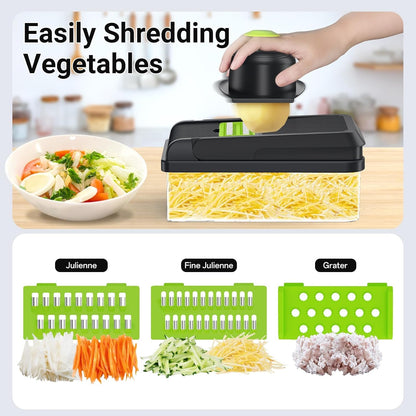 12-in-1 Vegetable Chopper Kitchen Gadget with 7 Blades and Mandoline