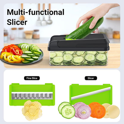12-in-1 Vegetable Chopper Kitchen Gadget with 7 Blades and Mandoline
