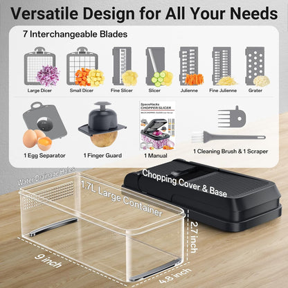 12-in-1 Vegetable Chopper Kitchen Gadget with 7 Blades and Mandoline