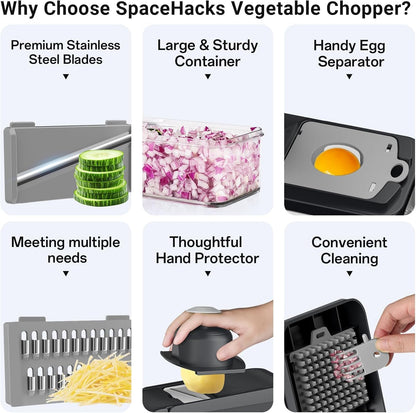 12-in-1 Vegetable Chopper Kitchen Gadget with 7 Blades and Mandoline