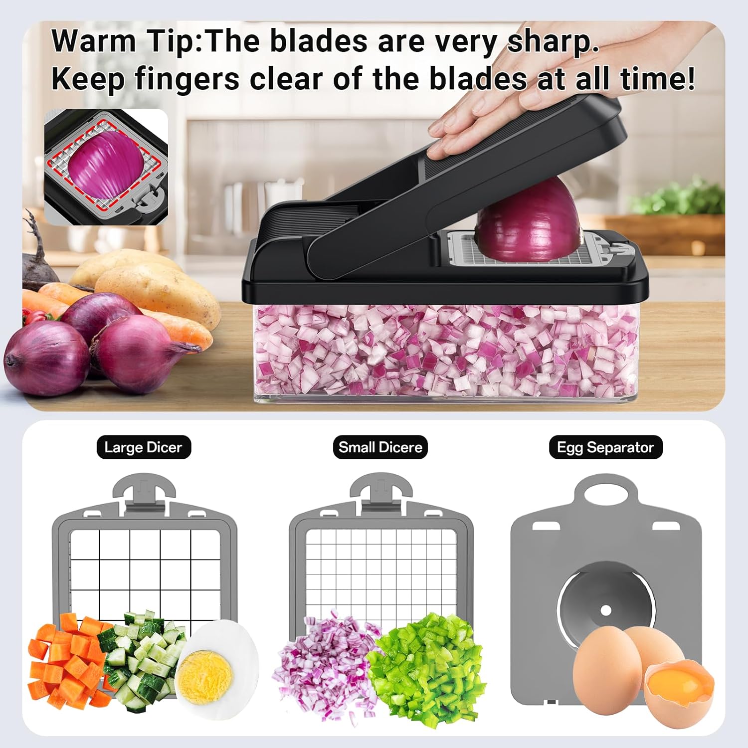 12-in-1 Vegetable Chopper Kitchen Gadget with 7 Blades and Mandoline