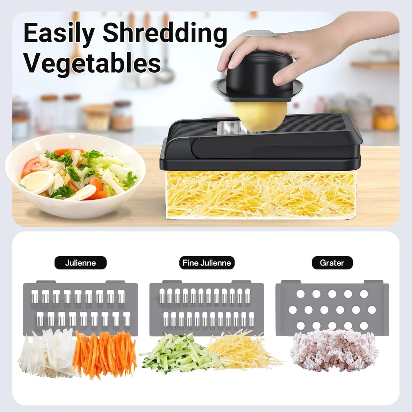 12-in-1 Vegetable Chopper Kitchen Gadget with 7 Blades and Mandoline